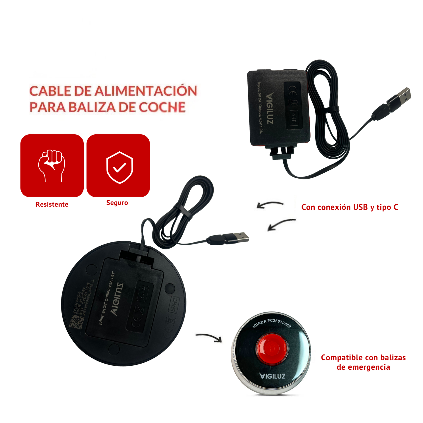 Batería recargable y pilas alcalinas 9V para luz de emergencia V16