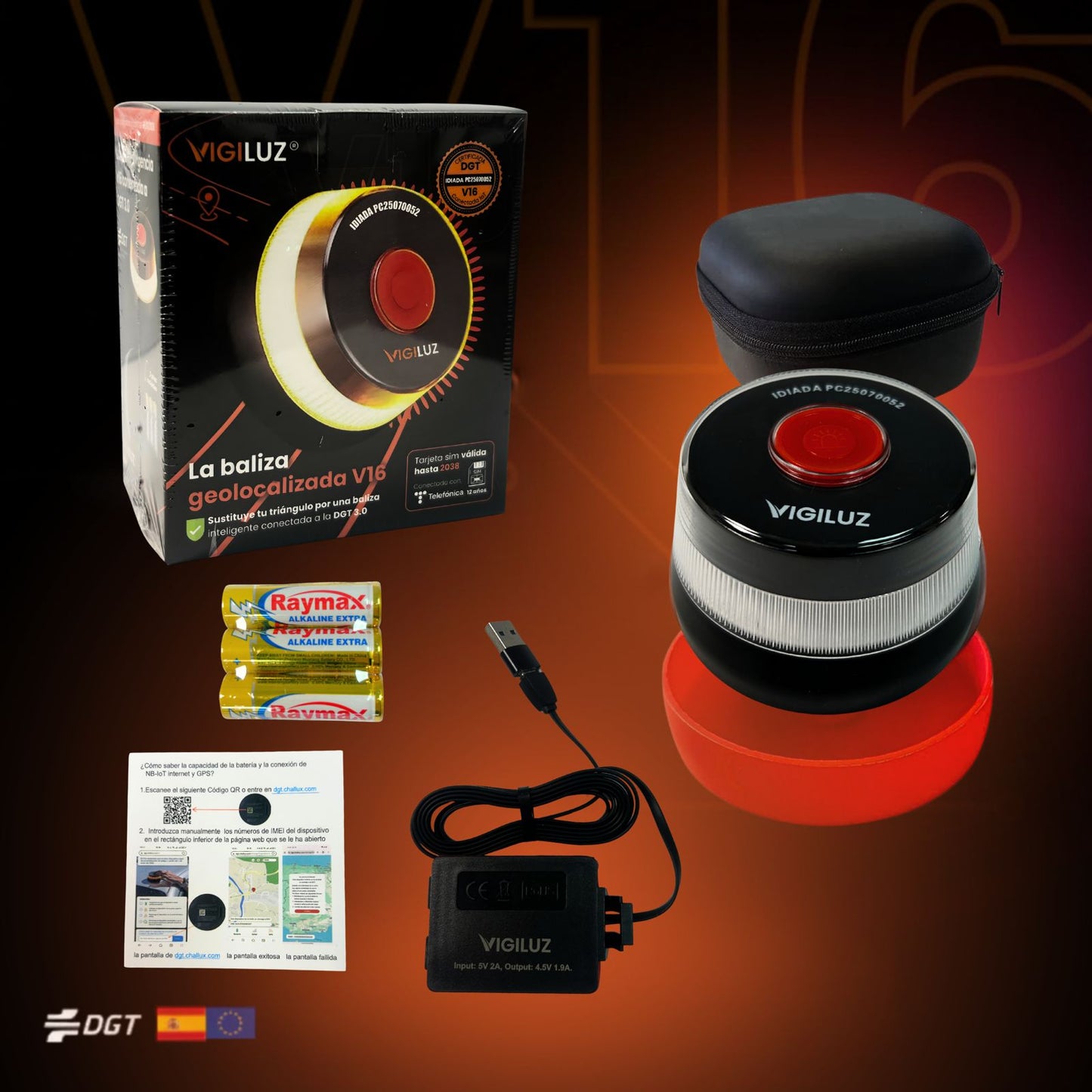 Vigiluz V16 PRO – Kit Seguridad Total (Recargable + Extras)