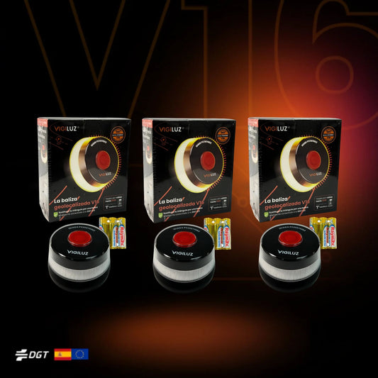 Pack Familiar Ahorro: 3 Balizas V16 Conectadas DGT 3.0 para múltiples vehículos